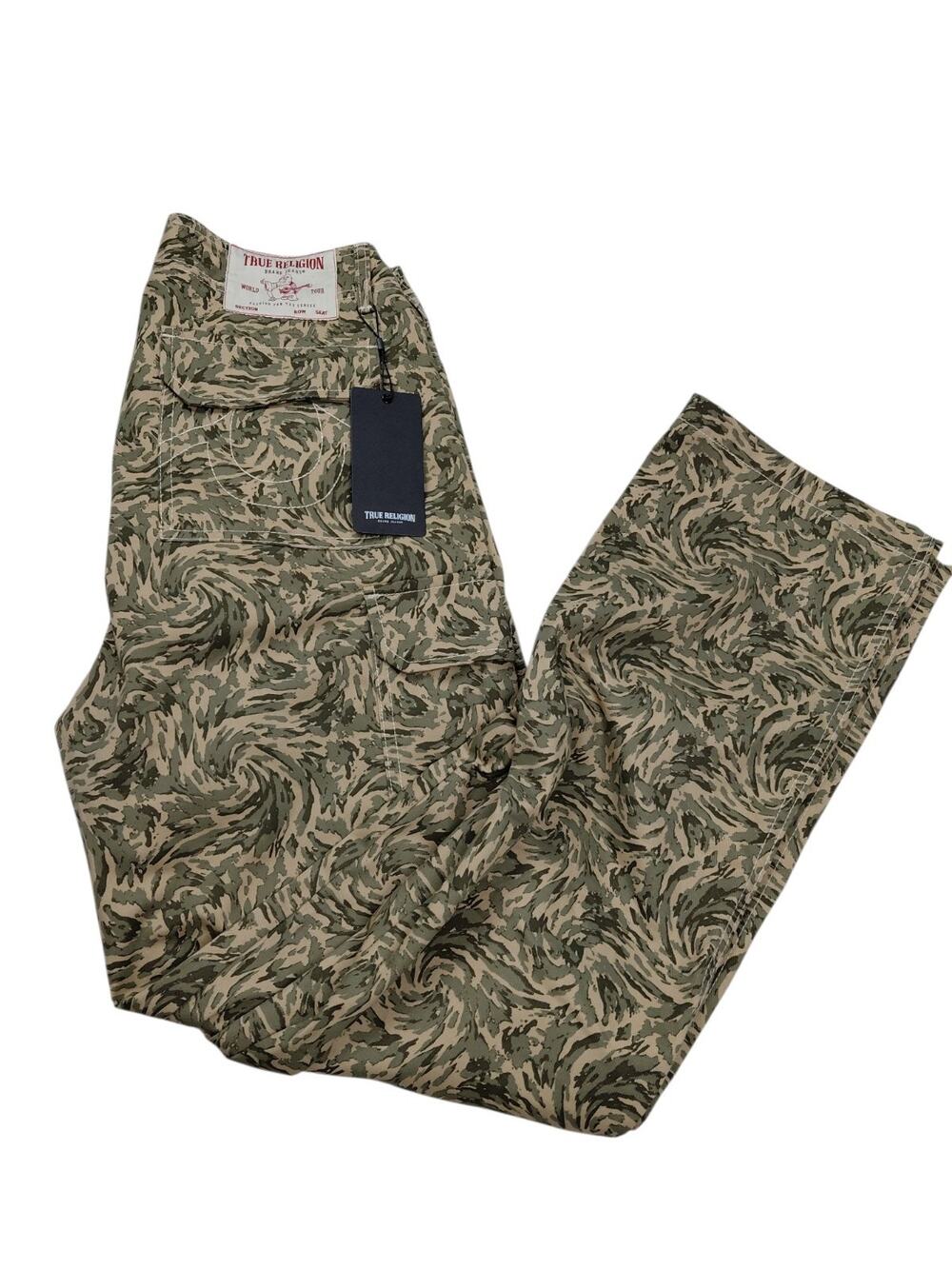 True Religion Men Abstract Camo SN Cargo Baggy Wide Leg Pants 30x32 701122